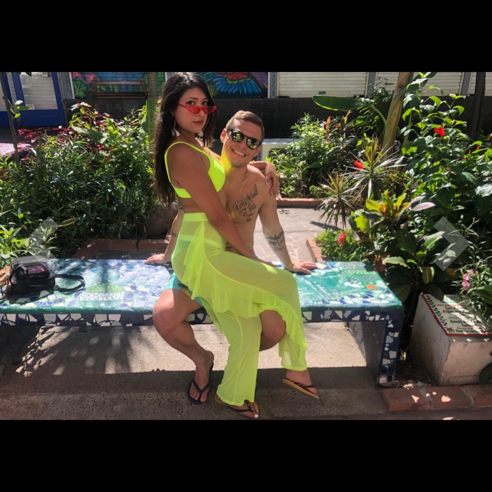 Sheer Mesh Ruffle Swimsuit  Bottom Cover up Pants